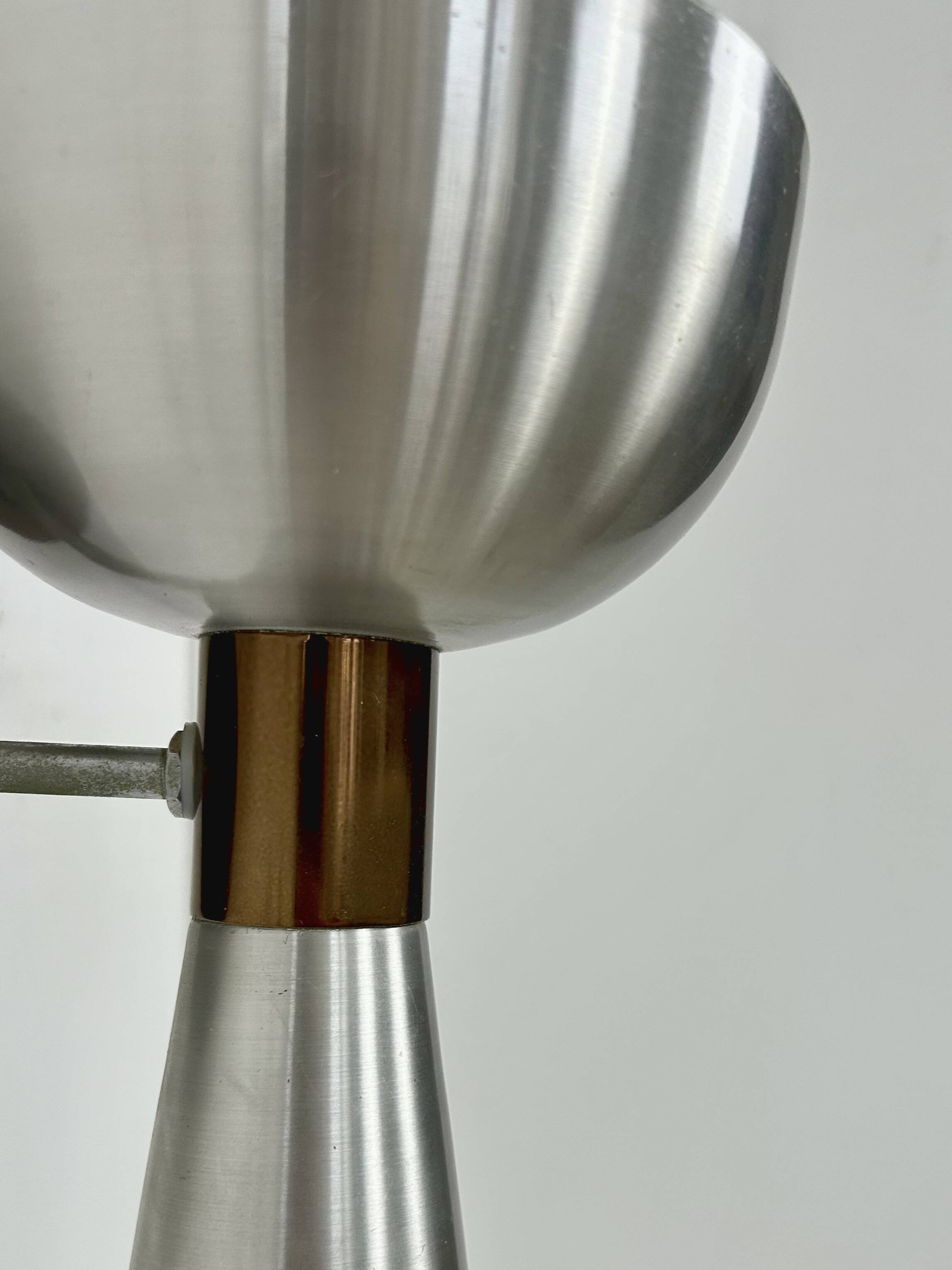 Vintage brushed metal and copper wall light, Netherlands, 1960.