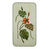Mid century ceramic and plaster wall tile floral decor leaves and blossoms 1950s wgp