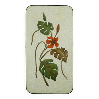 Mid century ceramic and plaster wall tile floral decor leaves and blossoms 1950s wgp
