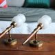 Pair of vintage Lunel house wood and brass wall lights