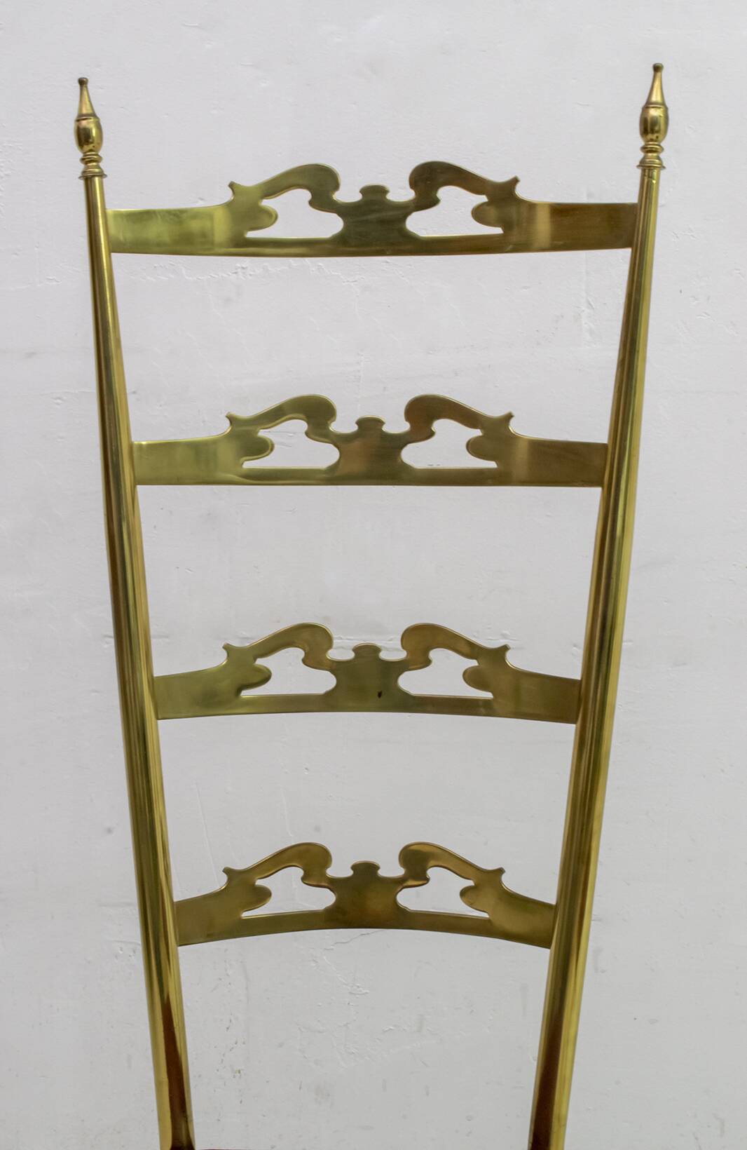 Pair of Mid-Century Modern Italian Brass High Back Chiavari Chairs, 1950s