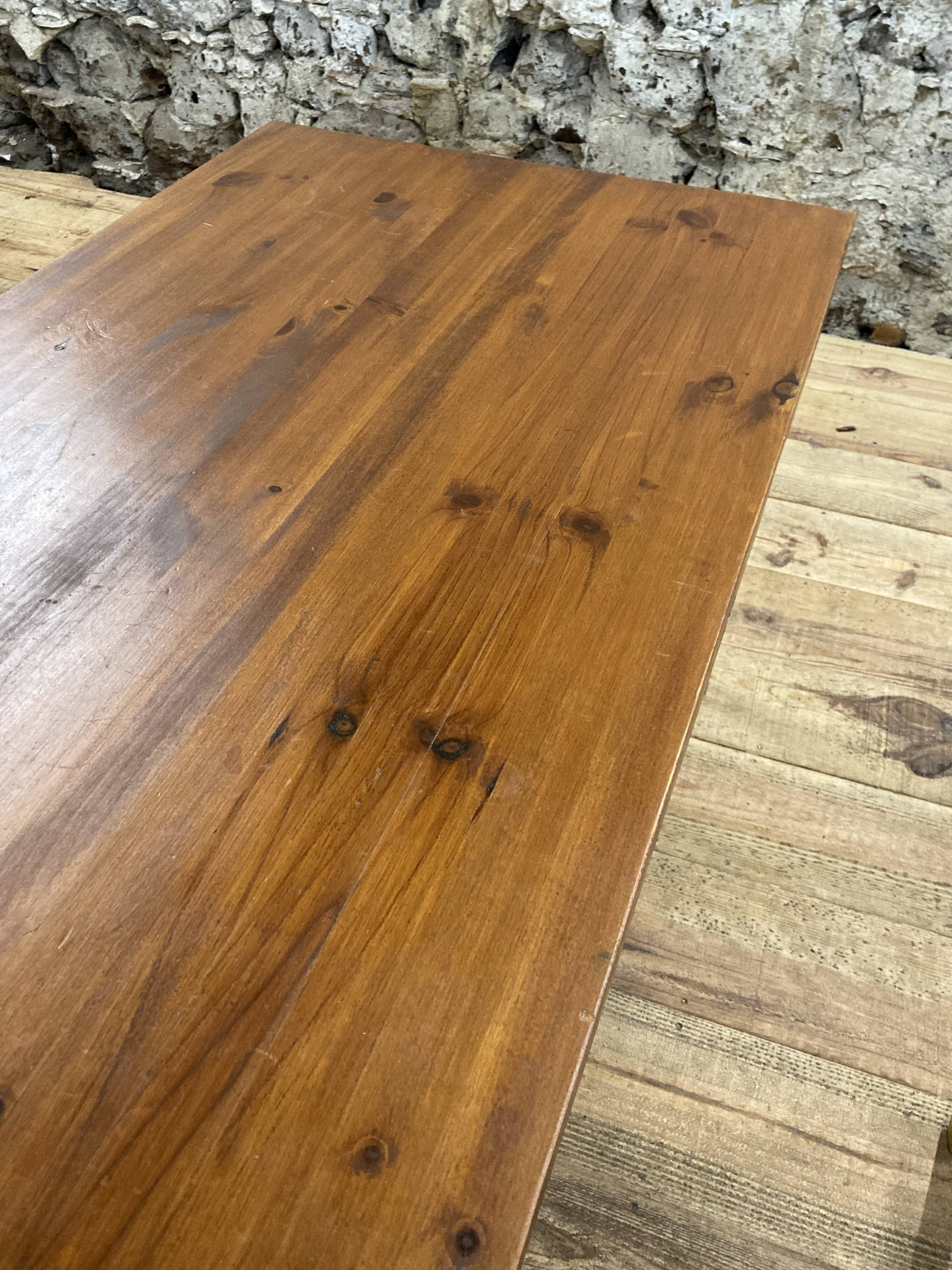 Rectangular farmhouse table 120cm wooden from the 60s /70s / dining table for 6 people