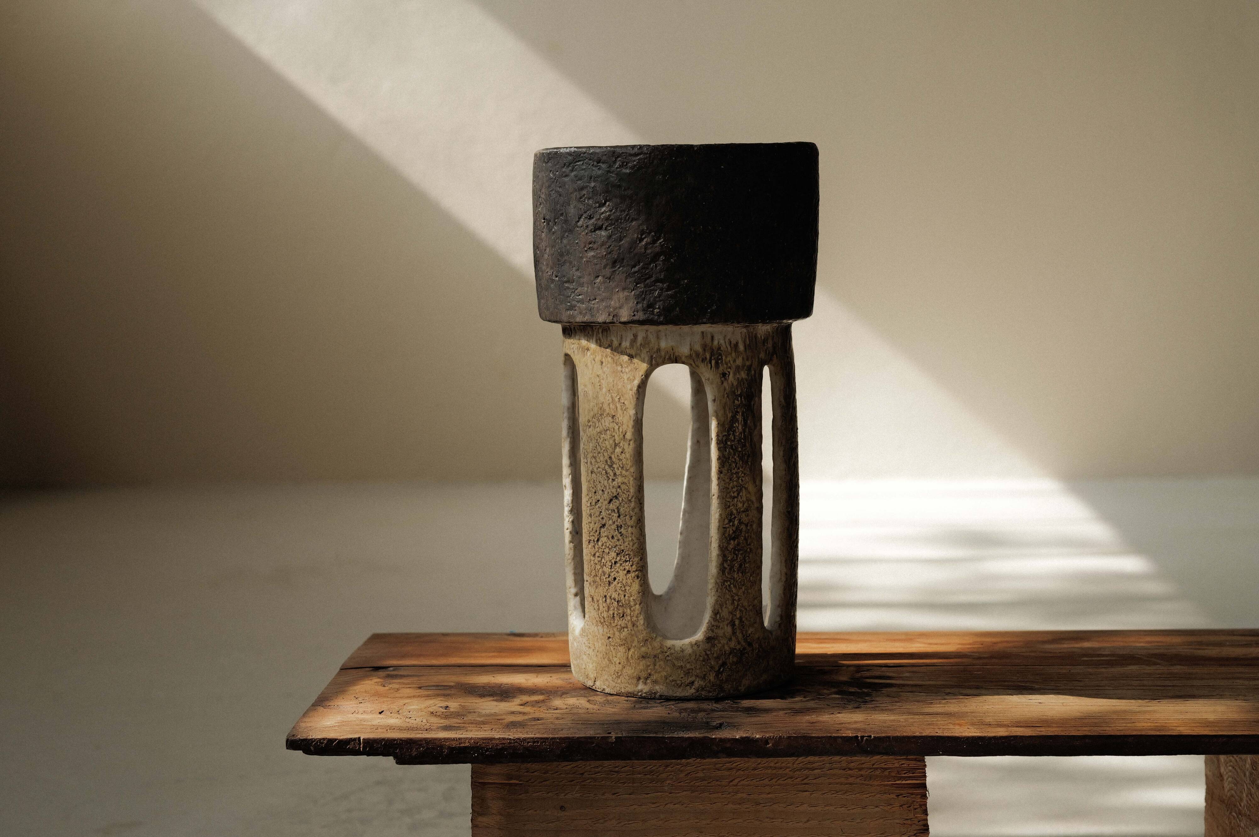 Large sculptural glazed ceramic planter, circa 1970