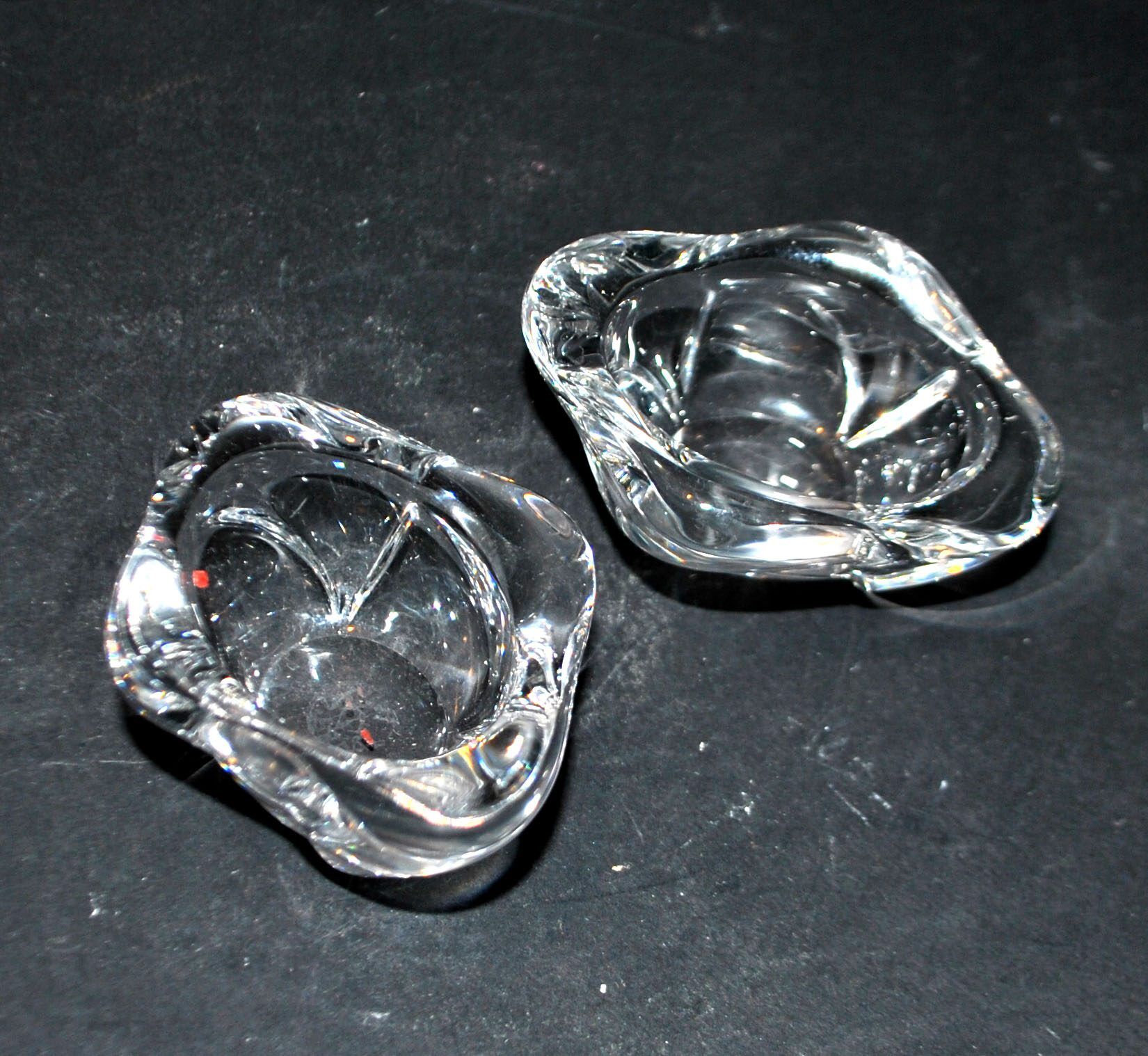 Bayel modernist design crystal salt cellars - vintage salt cellars