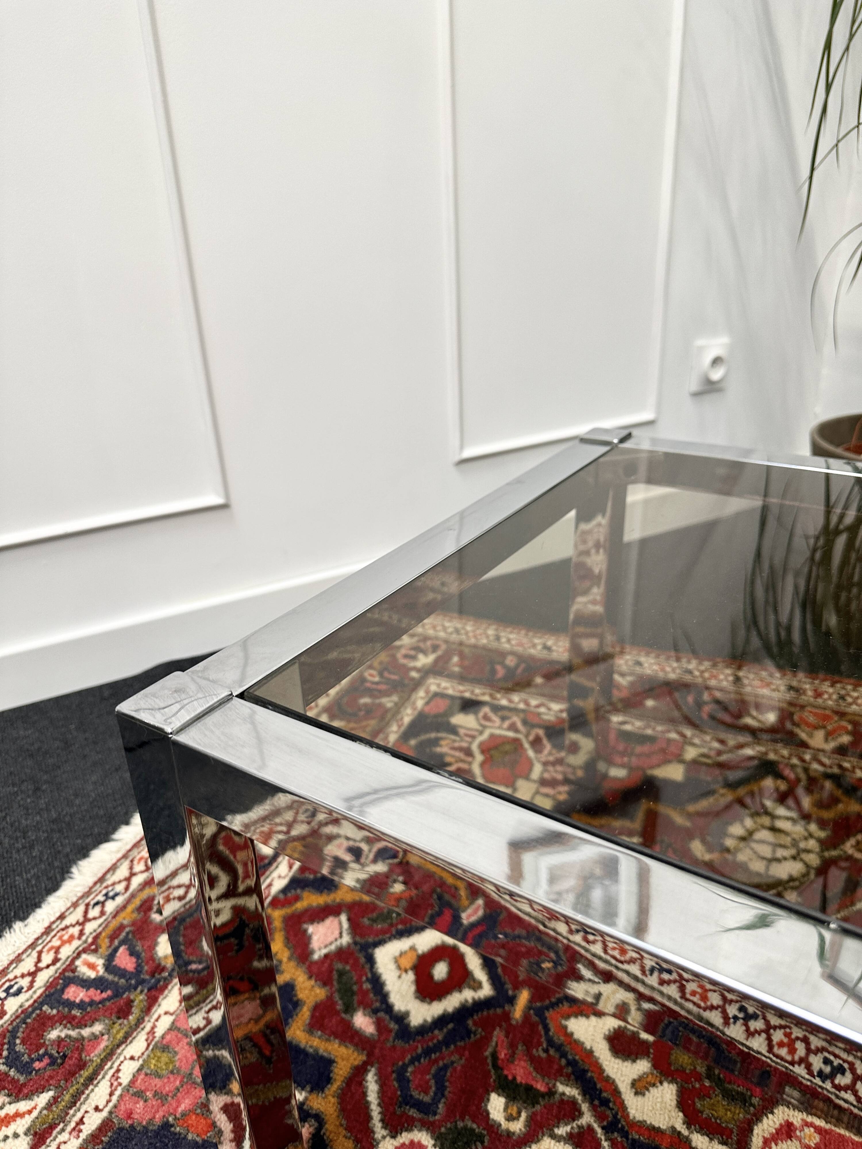 Chrome coffee table and smoked glass