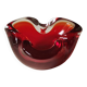 Murano Sommerso Ashtray/Vide Poche. Amber Iridescent Red Glass