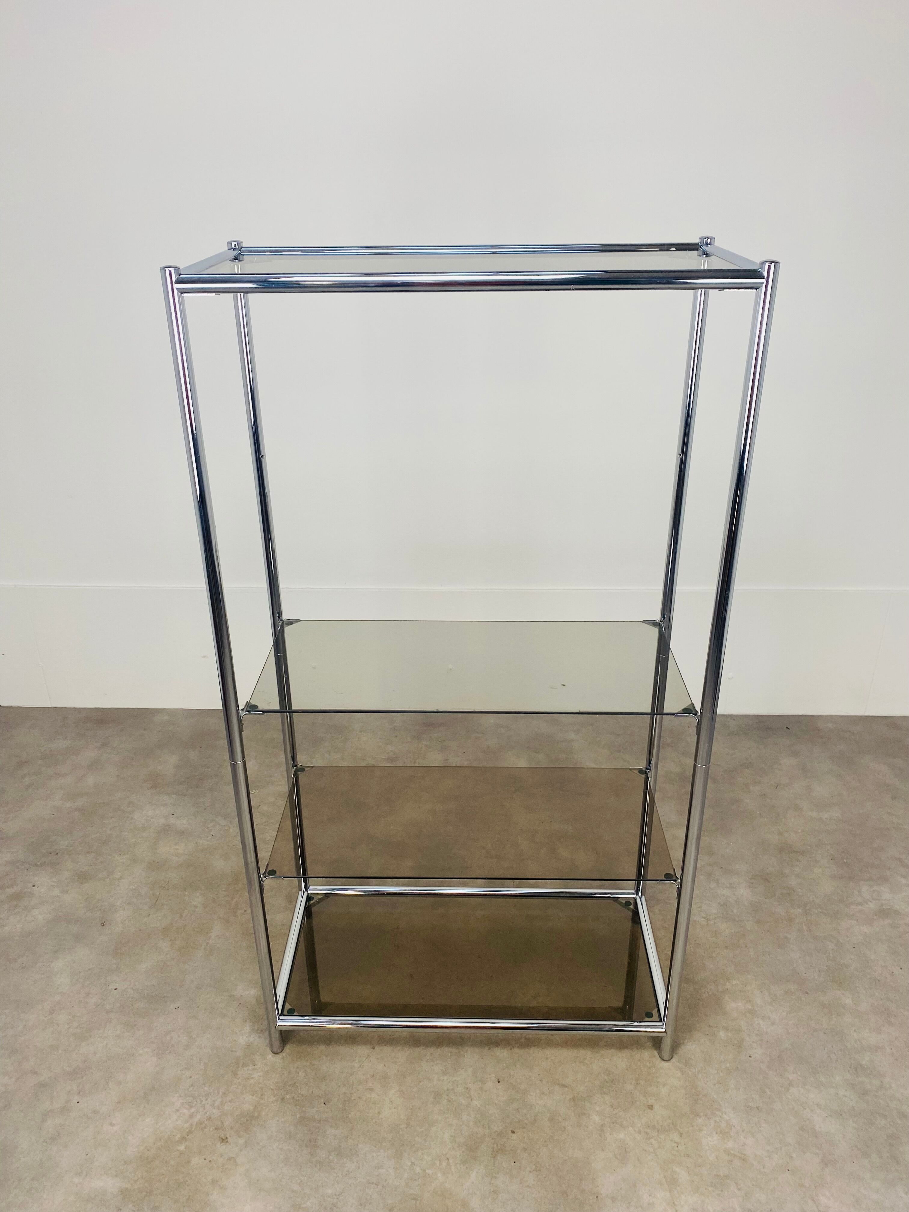 Shelf chrome and smoked glass 70s