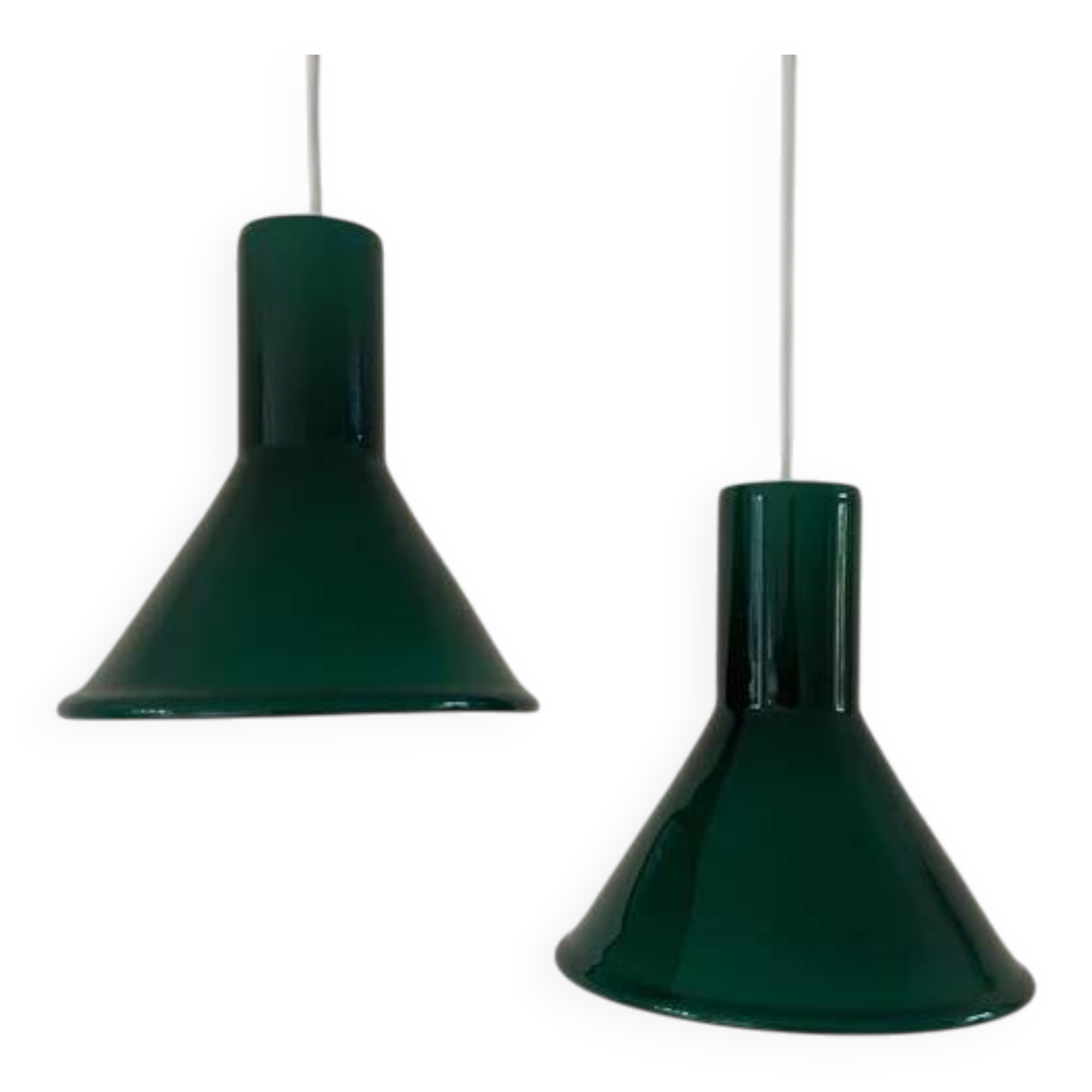 Vintage 2x Holmegaard P&T pendant - Michael Bang - Danish glass design lamp