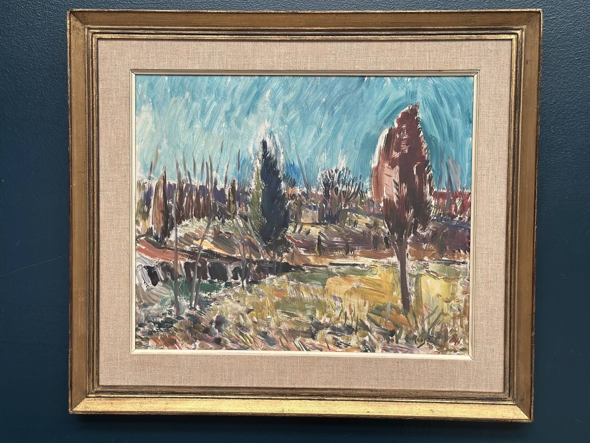 Huile sur toile originale suédoise – « Paysage » par Arvid Herbert