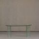 Table à manger en verre trempé ovale vintage par Fiam, Italie, années 1980.