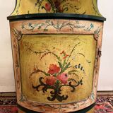 Louis XV style Venetian curved corner cupboard in lacquered wood