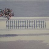 Giorgio Zuppini, Terrace by the Sea with Seagulls, Lithograph, 1970