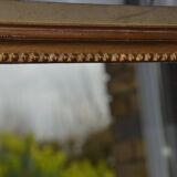 Miroir rectangulaire bois peint sculpté et doré ancien 85,5/31,6