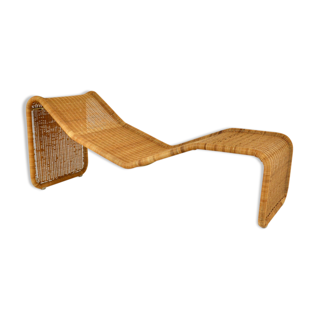 Chaise longue en rotin p3s de Tito Agnoli, 1960s Selency