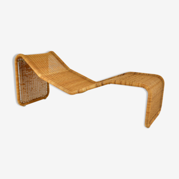 Rattan chaise longue P3S by Tito Agnoli, 1960s