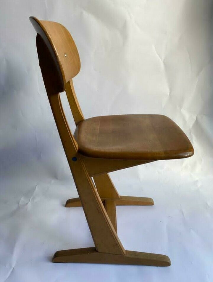 Suite of 6 chairs foot compass 1960 beautiful blond patina