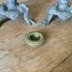 Set of 2 antique candlesticks in spelter.