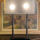 70's design lamp. Chrome with white and smoked grey Plexiglas.