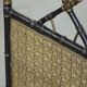 Antique French faux bamboo firescreen with luxurious fabric