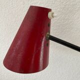 Cocotte lamp in red and black metal, design of the 50s.