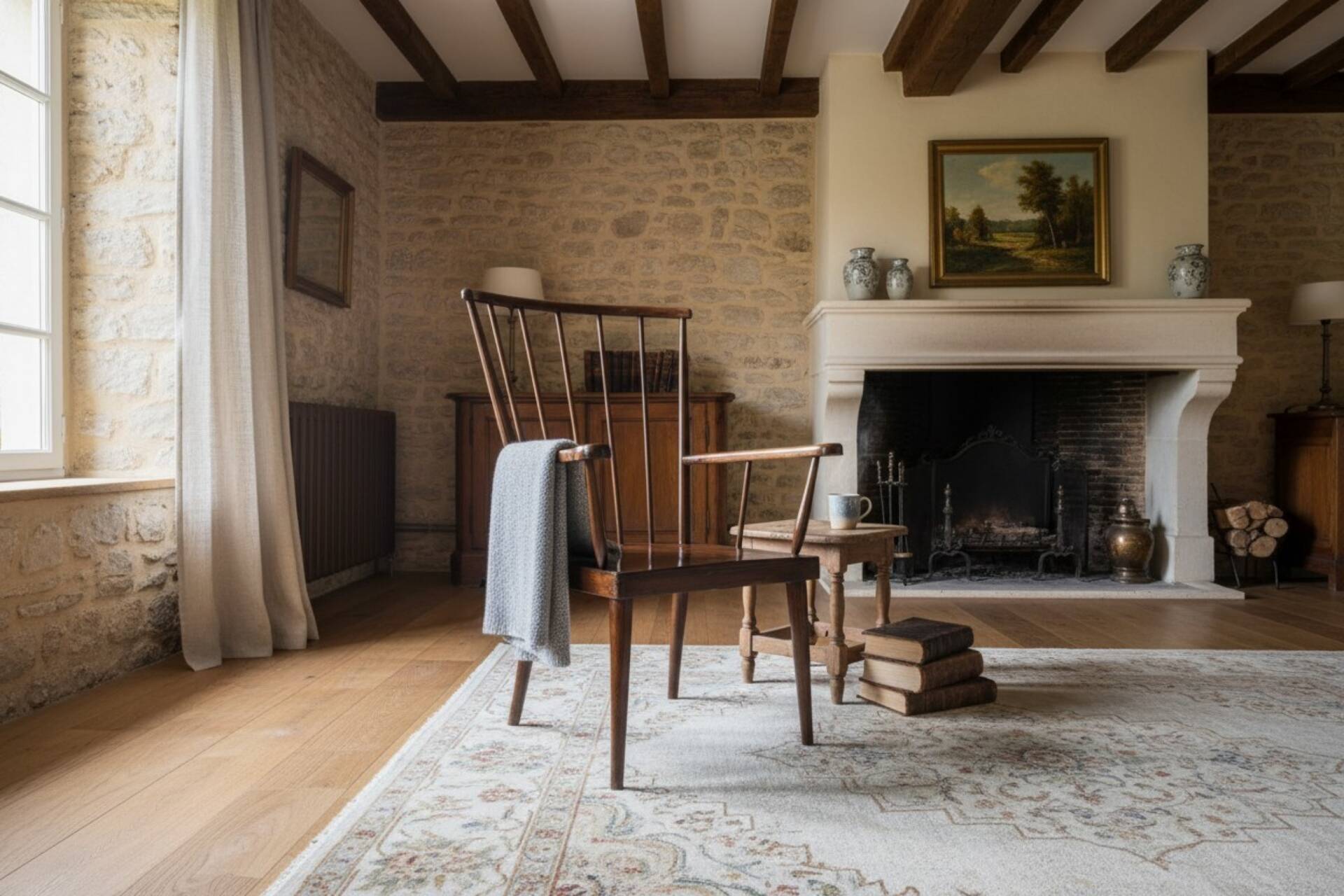 Fauteuil à haut dossier en éventail Baumann années 60