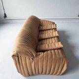 Camel leather 3-seater sofa attributed to Annie Hieronimus for Cinna Ligne Roset, 1973