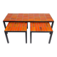 Three nesting tables in orange ceramic, attributed to Roger Capron, 1960