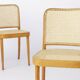4 chaises de café viennoises en bois et cannage, restaurées, début du XXe siècle