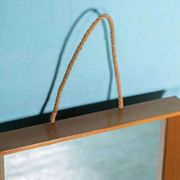 Wooden Japandi Scandinavian mirror from the 70s, minimalist mirror.