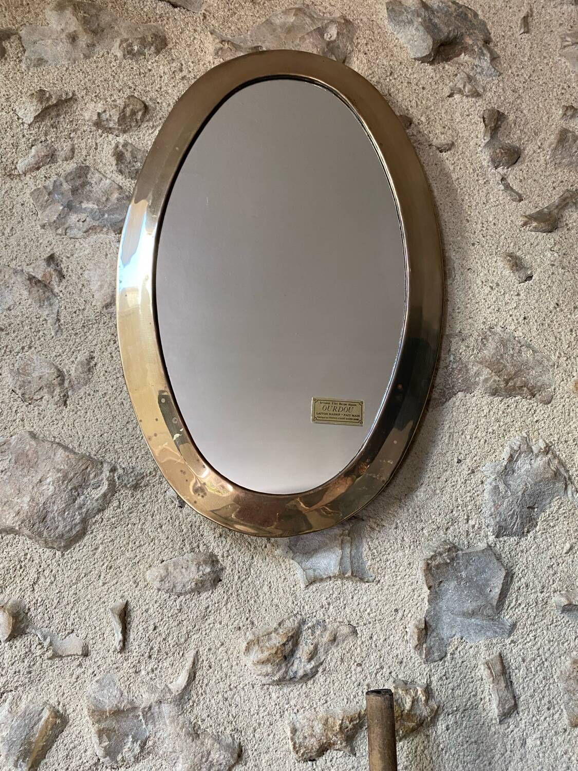 Urdu oval mirror solid brass
