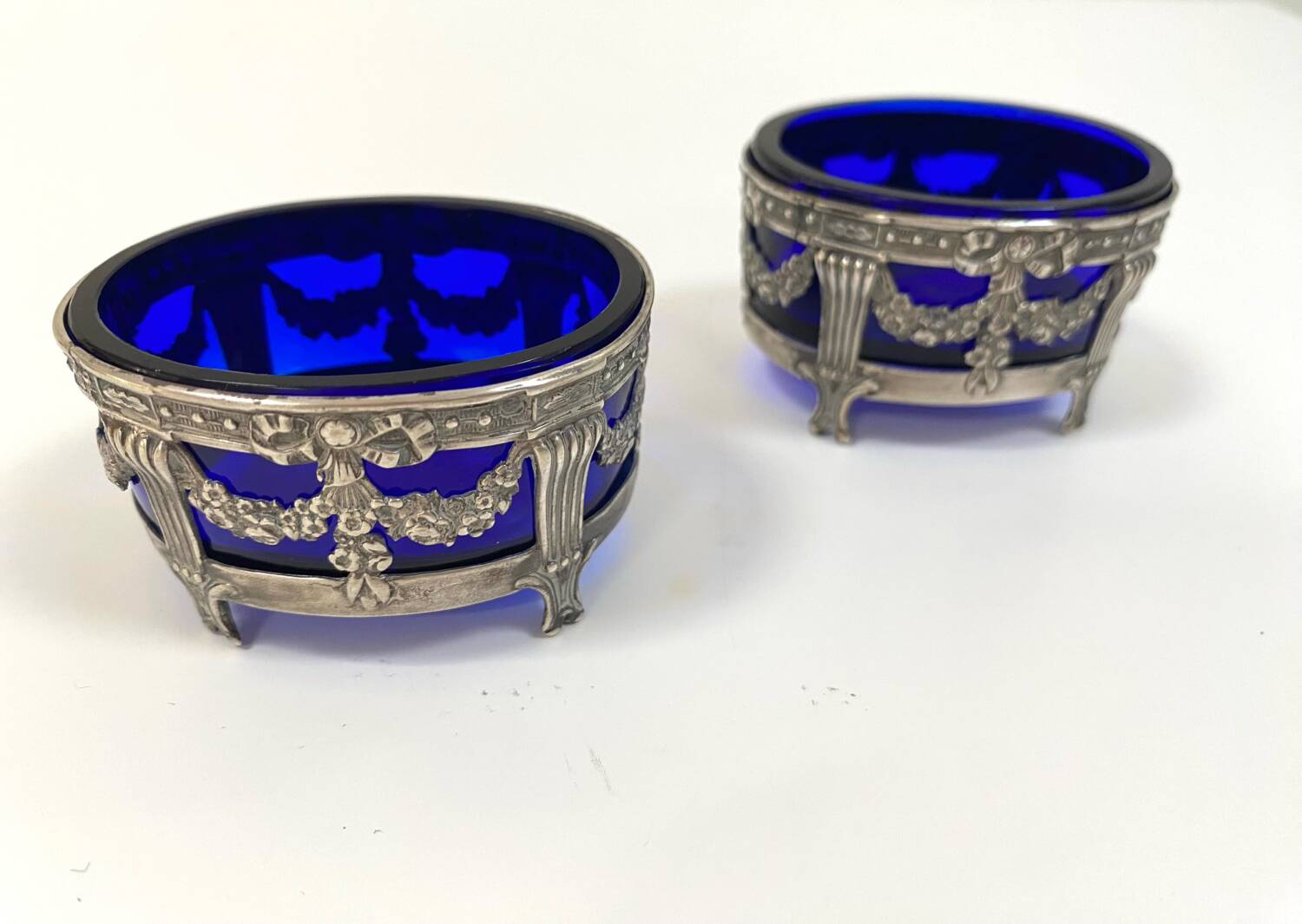 Paire de salerons en argent massif - Orfèvre Léon Lapar 1880