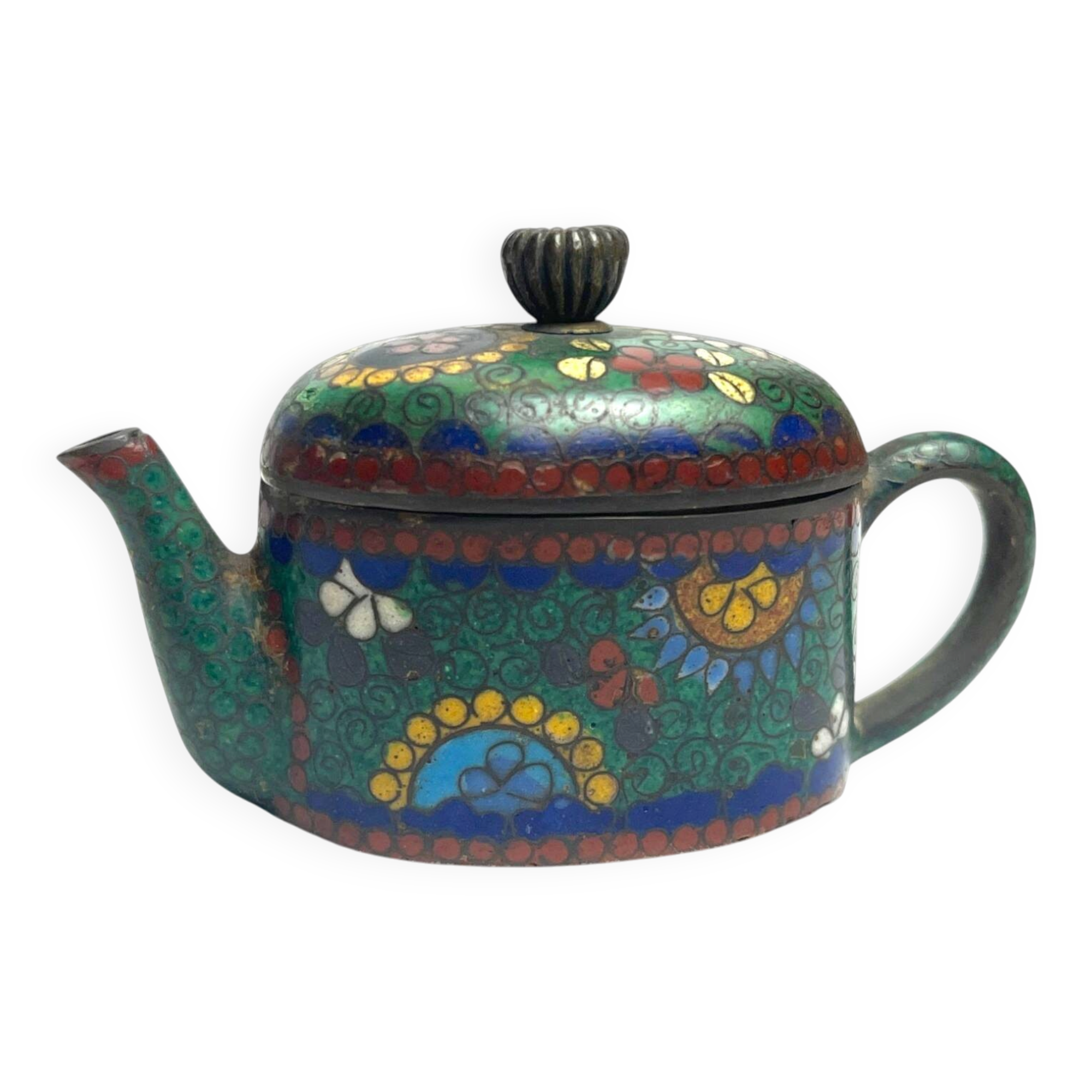 China, small cloisonné bronze teapot early 20th century