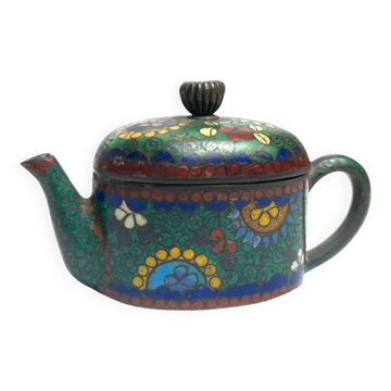 Chine, petite verseuse théière bronze cloisonné début XXème
