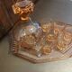 Aperitif set carafe tray and 6 glasses - thick pink glass - art deco