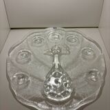 Cheese Board, Peakcock, crystal, Lars Hellsten, Orrefors, Sweden, 1970