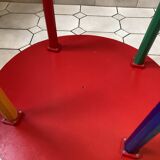 Postmodern round table, chair and bookcase by Pierre Sala 1980