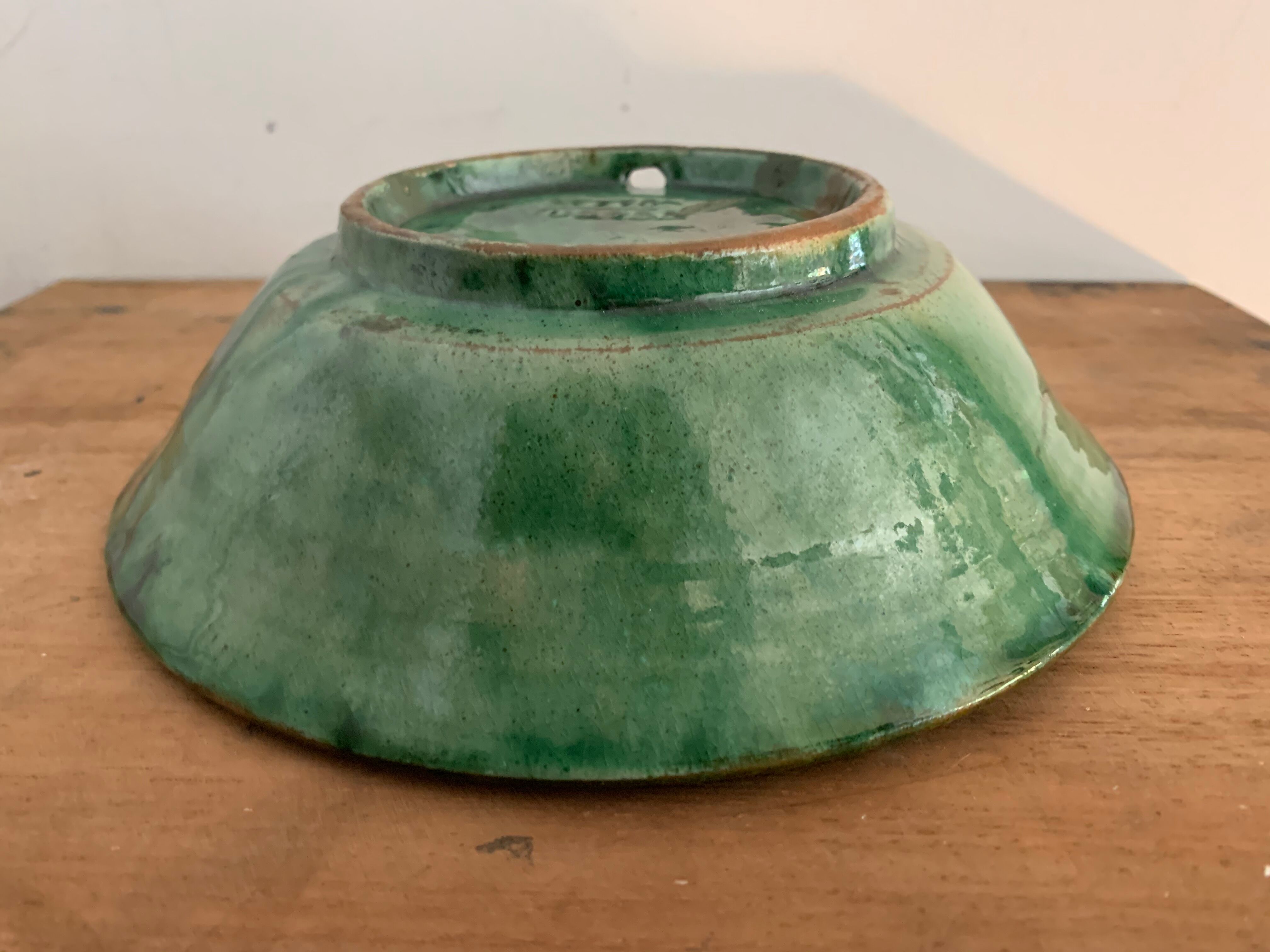 Tito Ubeda Spanish green ceramic fruit cup