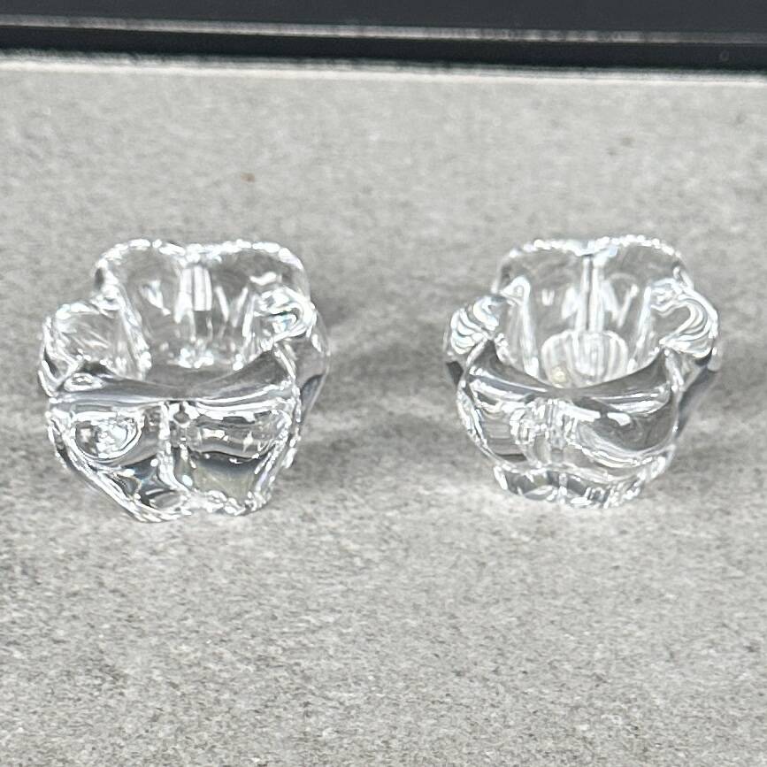Pair of crystal salt cellars by Daum France