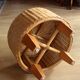 Table d'appoint ronde en rotin, bambou et bois - Vintage