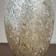 Vintage 80'S white and gold enameled blown glass vase Ht 45 cm