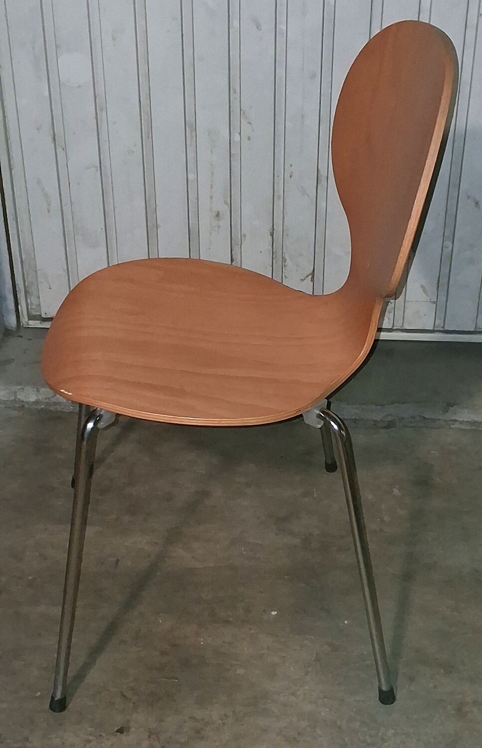 Ant chair design ETNE, wood and chrome metal