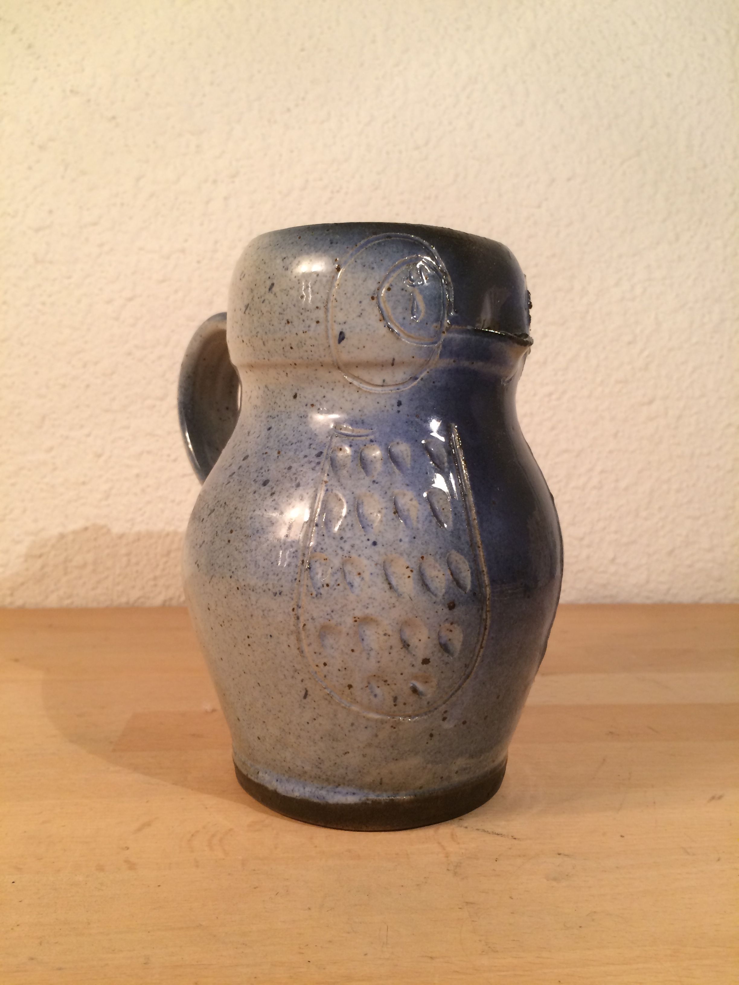 Pichet chouette hibou céramique bleu