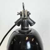 Industrial Black Enamel Factory Lamp with Cast Iron Top, 1930s