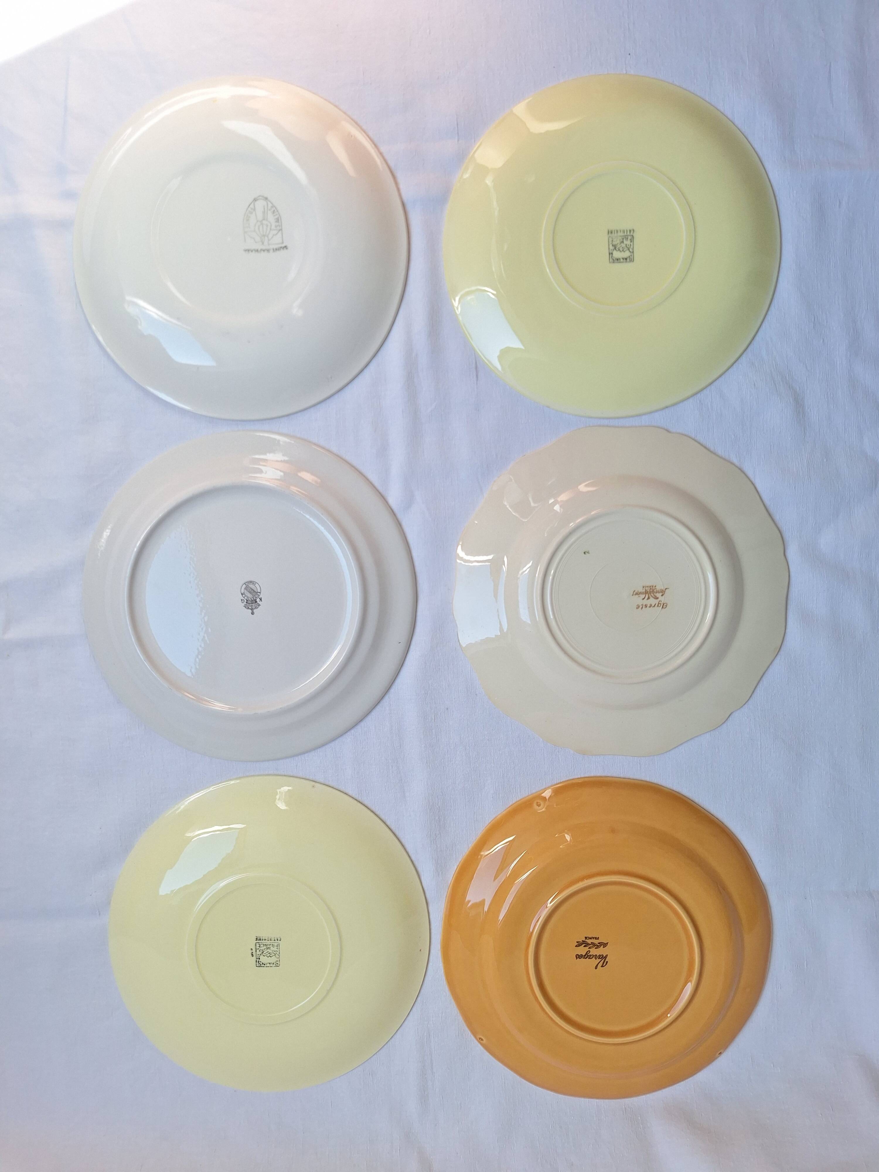 Vintage yellow orange and white dinner plates