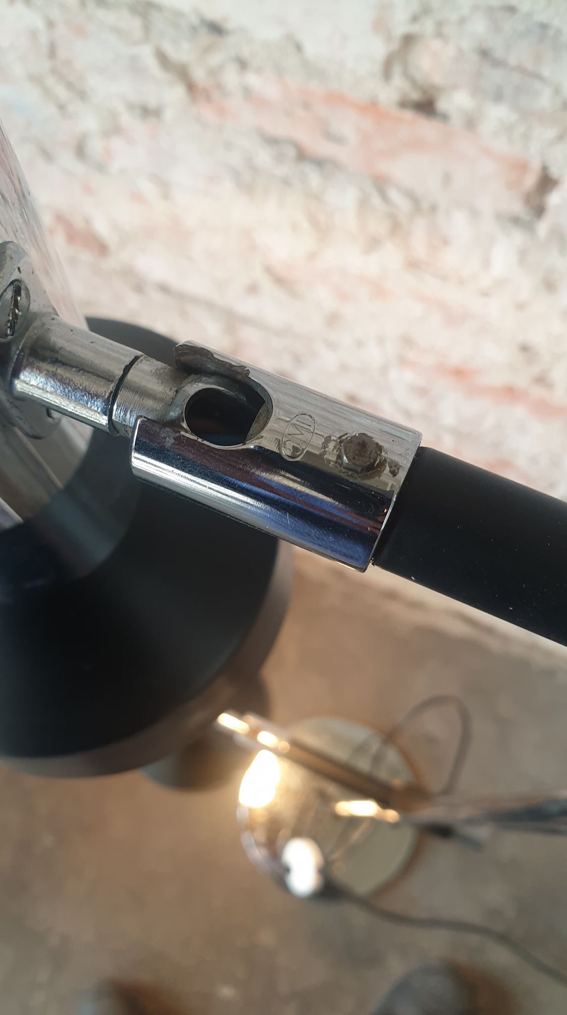 Vintage floor lamp silver-black, 1970