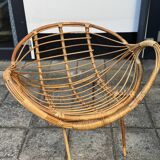 Chaises italiennes modernes en rotin et métal du milieu du siècle