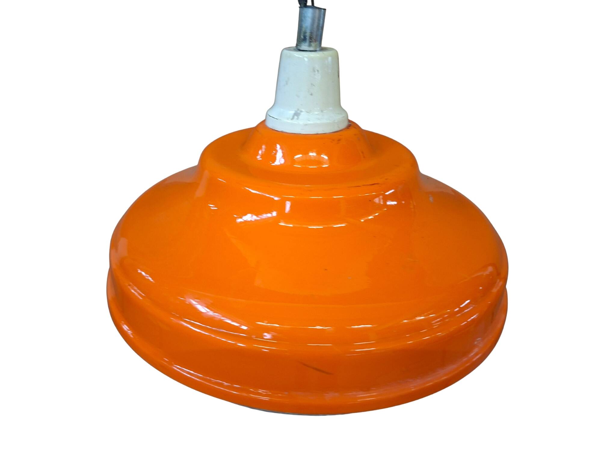 Lampadario Vintage Anni '70 Space Age – Arancione e Cristallino – Ø 38cm