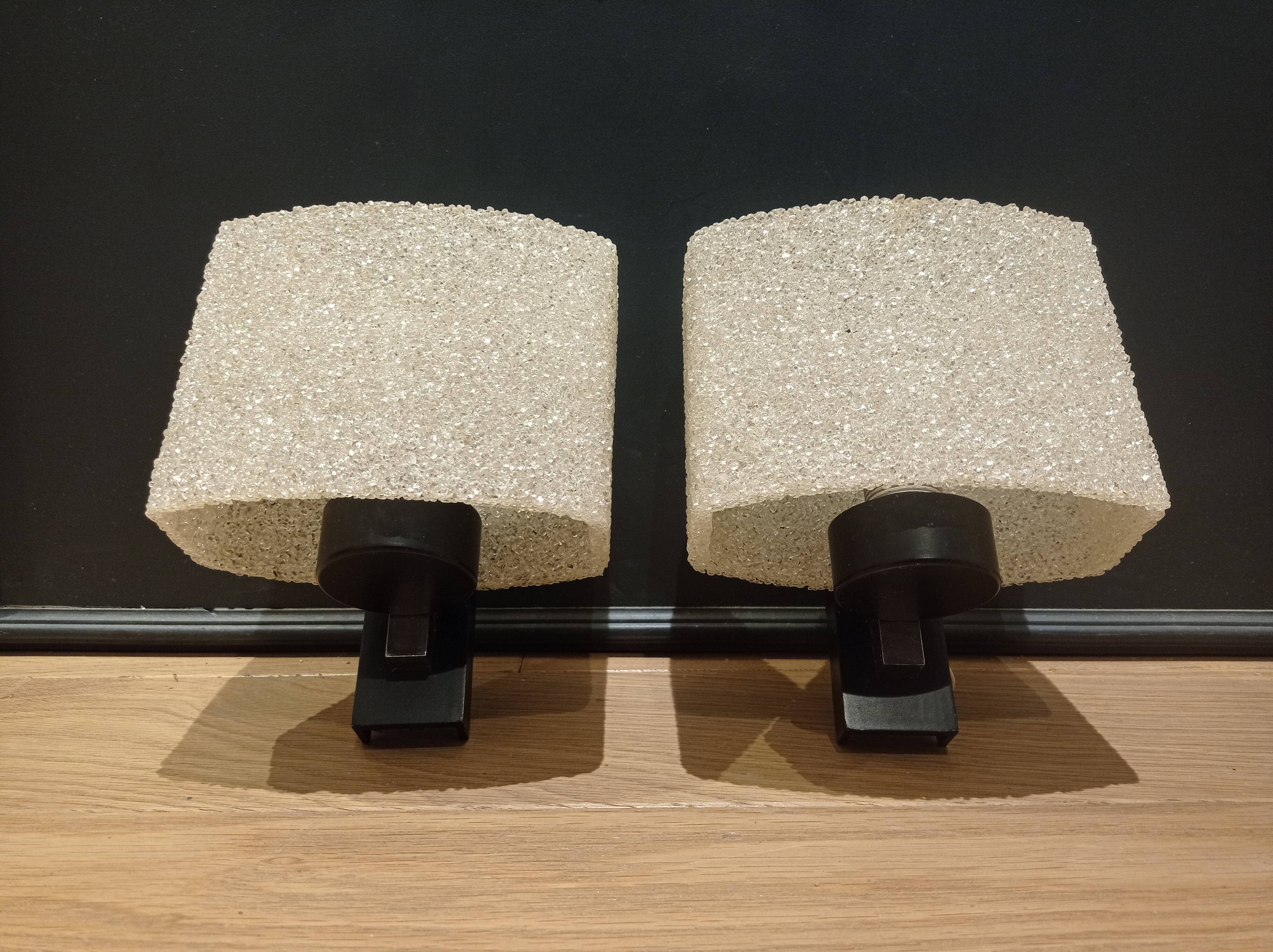 Pair of wall lamps in perspex granité deisgn 60