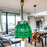 Scandinavian Modern green glass hanging lamp Helena Tynell