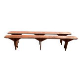 Paire de banc de ferme bois massif 250cm pour table de ferme rustique 1950